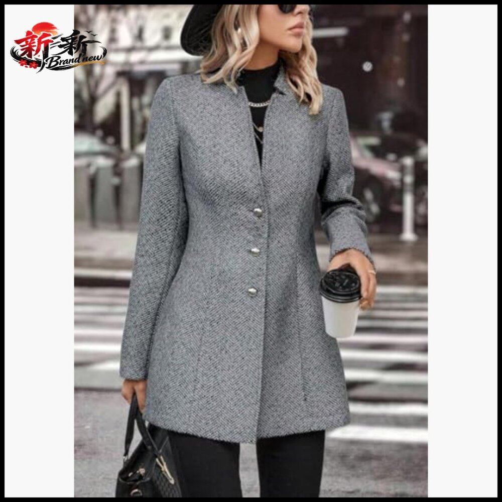 Herringbone Wool Blend Blazer Jacket Button Up No… - image 2